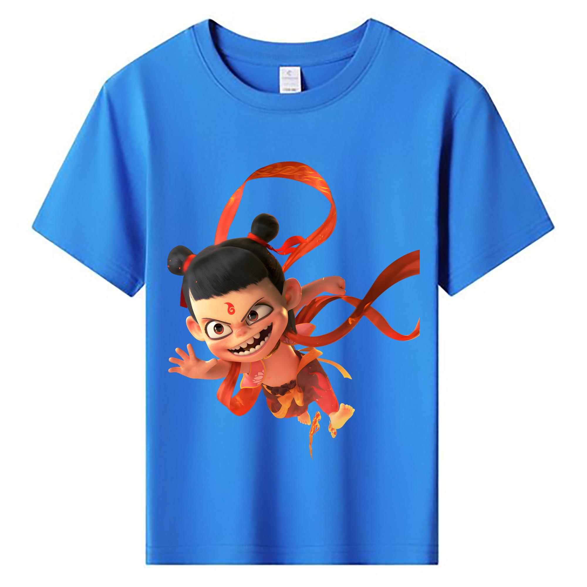 （画像用） Ne Zha 2 ナタ 魔童の大暴れ 綿100％キッズTシャツ（フロントプリント）